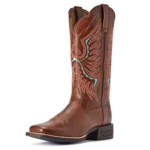 10042389 Ariat Women's Rockdale Square Toe Western Boot Distressed Brown