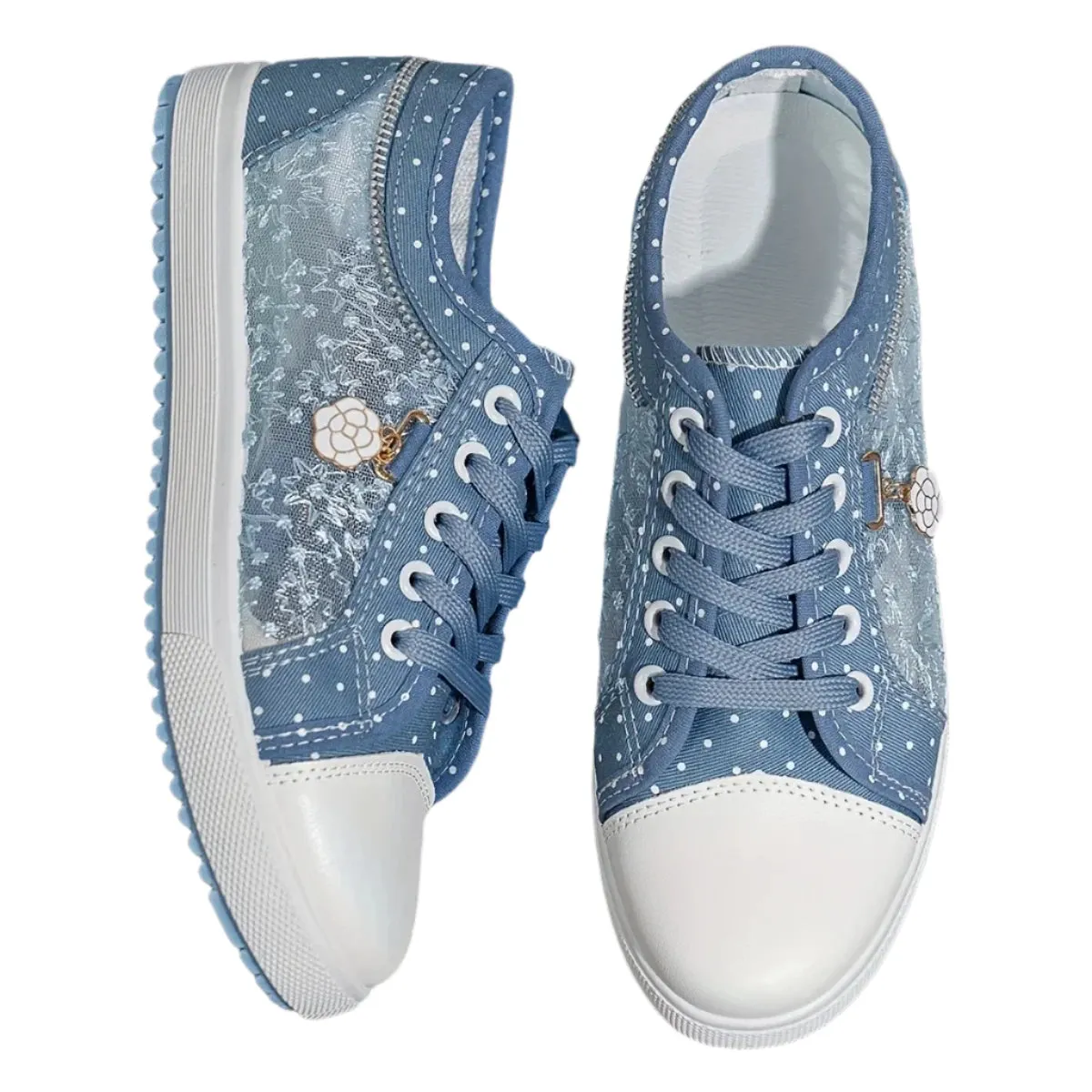 2024 Summer Women's Breathable Mesh Canvas Sneakers – Casual Low-Top Vulcanized Walking Shoes & Flat Tennis Footwear