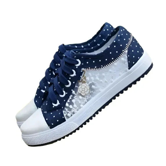 2024 Summer Women's Breathable Mesh Canvas Sneakers – Casual Low-Top Vulcanized Walking Shoes & Flat Tennis Footwear