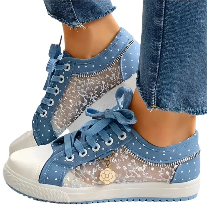 2024 Summer Women's Breathable Mesh Canvas Sneakers – Casual Low-Top Vulcanized Walking Shoes & Flat Tennis Footwear
