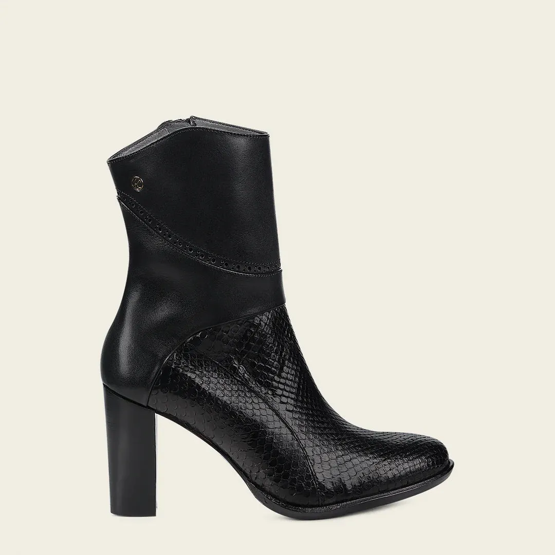 4G3PMTS- Franco Cuadra black casual fashion python skin ankle boots for women
