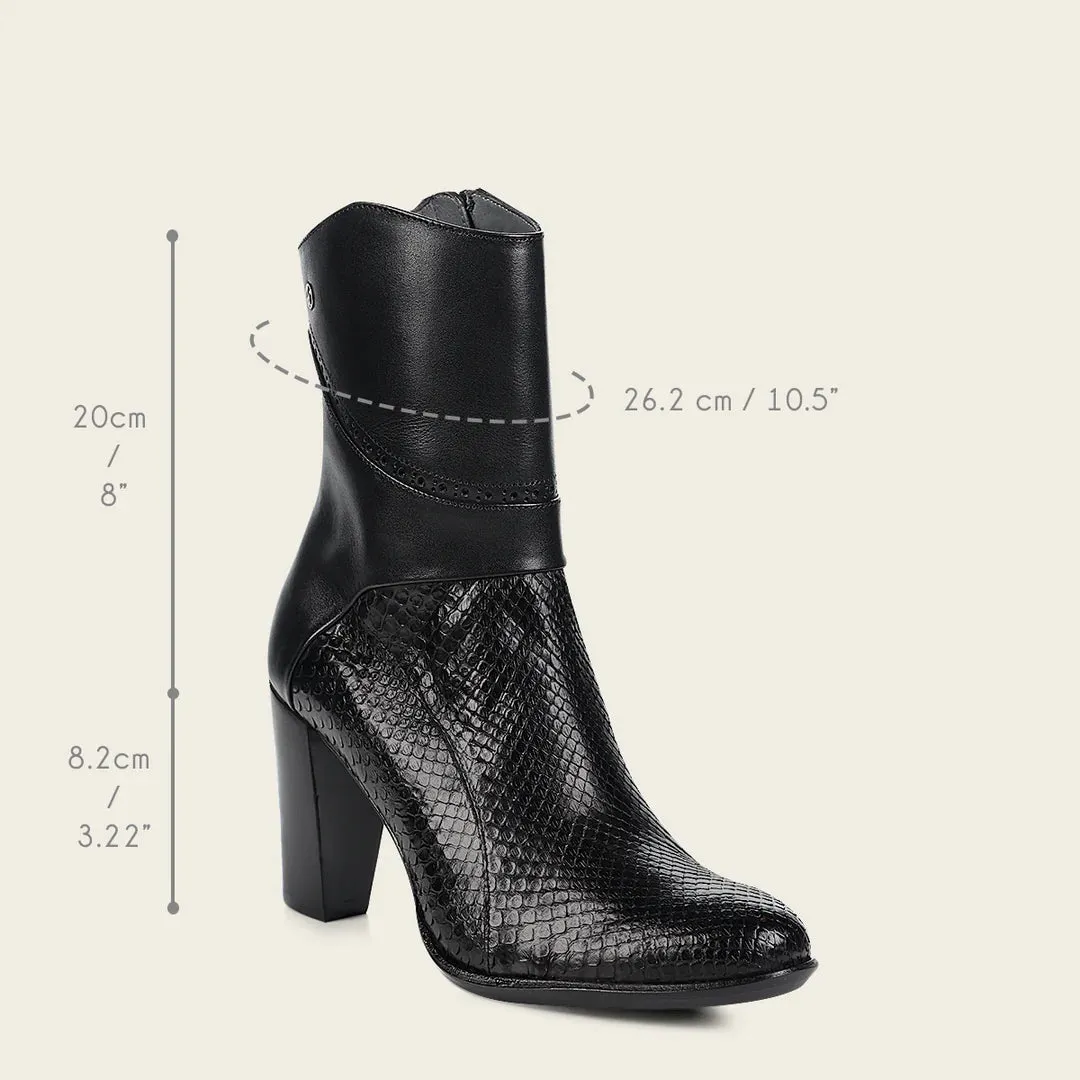 4G3PMTS- Franco Cuadra black casual fashion python skin ankle boots for women