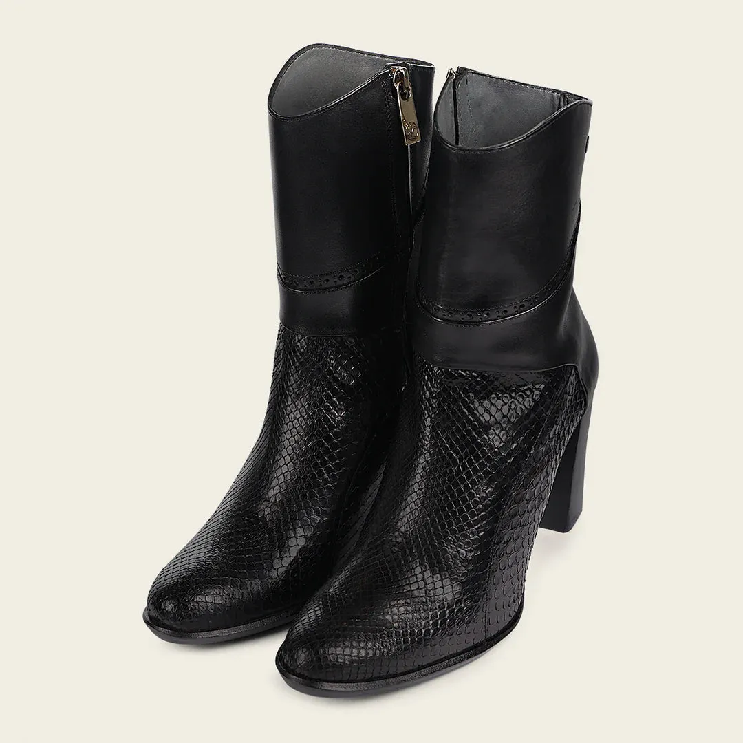 4G3PMTS- Franco Cuadra black casual fashion python skin ankle boots for women
