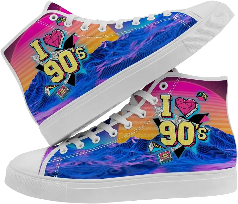 80s Shoes 90s High Top Canvas Sneakers Lace Up Casual Shoes Gifts for Men Women