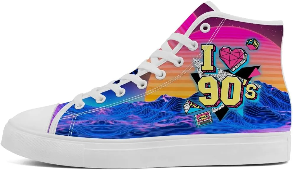 80s Shoes 90s High Top Canvas Sneakers Lace Up Casual Shoes Gifts for Men Women