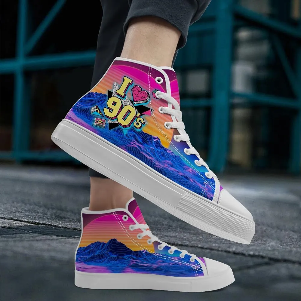80s Shoes 90s High Top Canvas Sneakers Lace Up Casual Shoes Gifts for Men Women