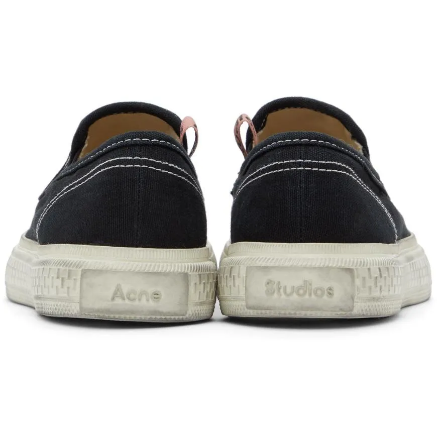 Acne Studios Black Canvas Slip-On Sneakers