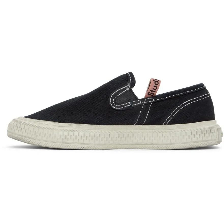 Acne Studios Black Canvas Slip-On Sneakers