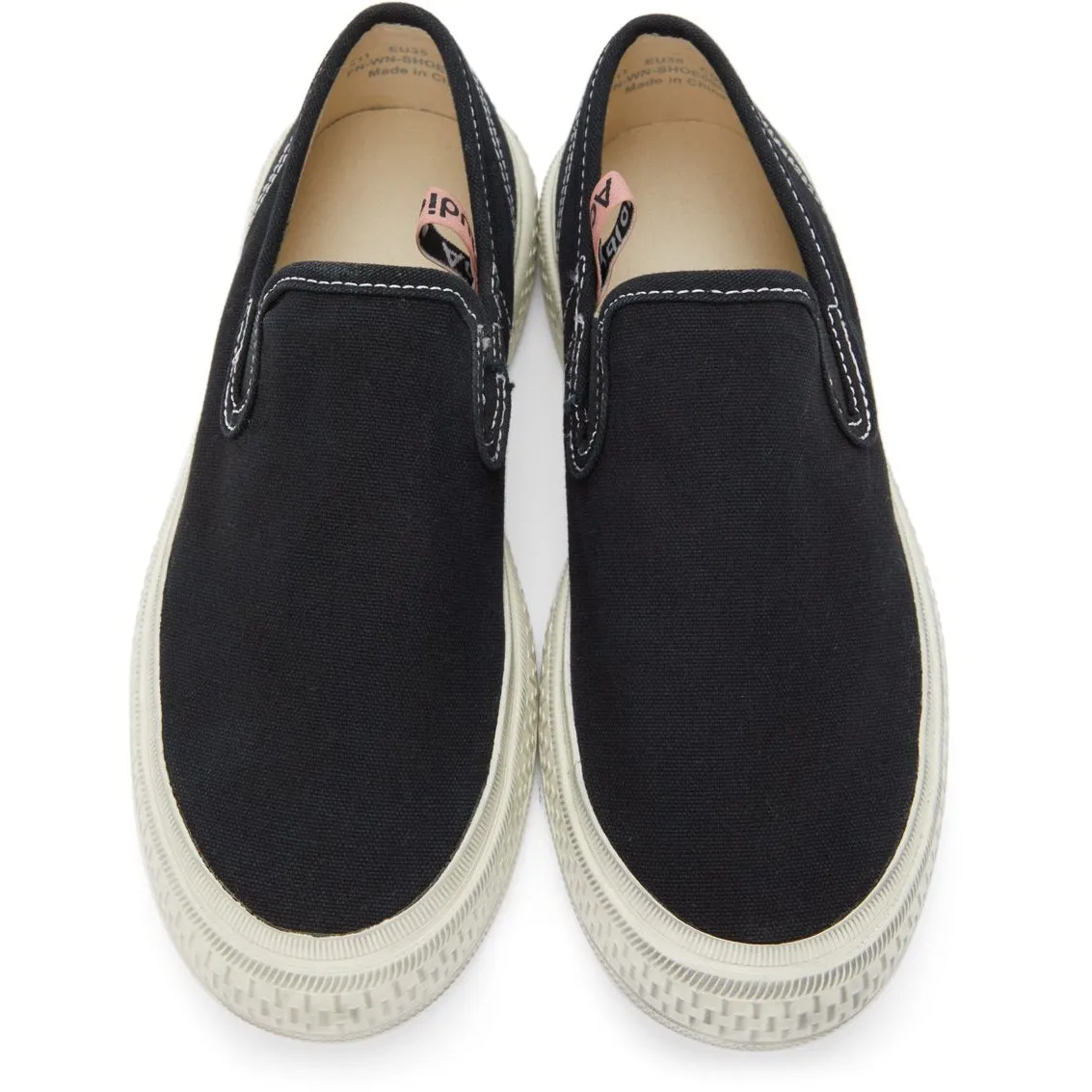 Acne Studios Black Canvas Slip-On Sneakers