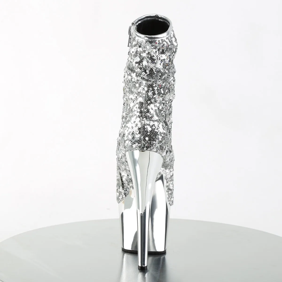 ADORE-1008SQ 7" Heel Silver Sequins Pole Dancing Ankle Boots