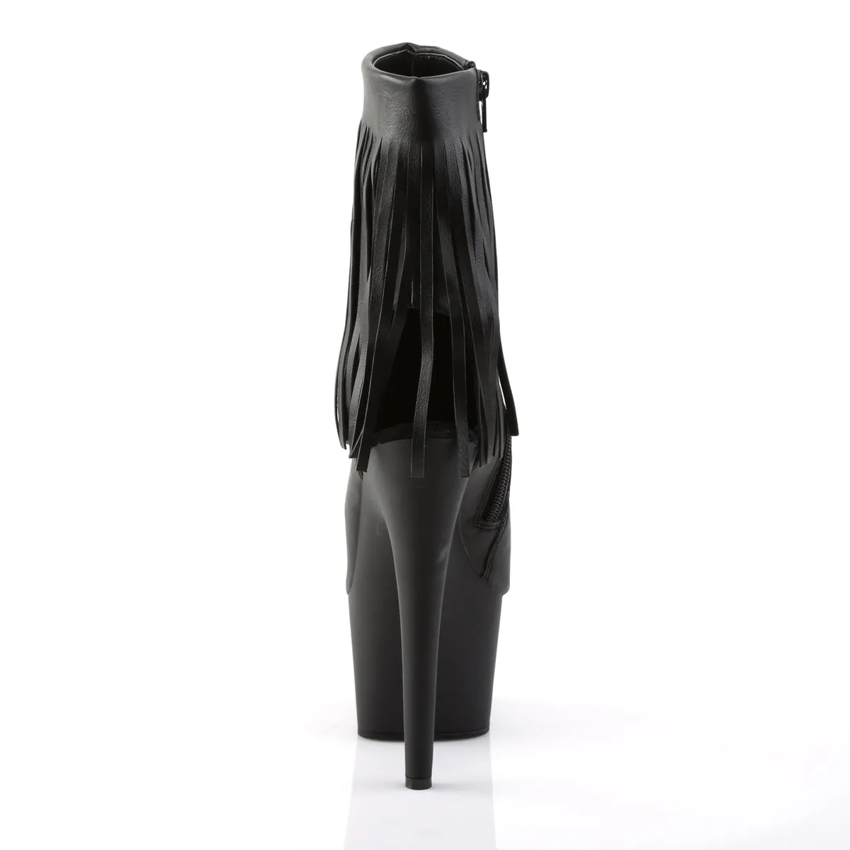 ADORE-1019 Pleasers 7" Heel Black Fringe Exotic Dancing Ankle Boots