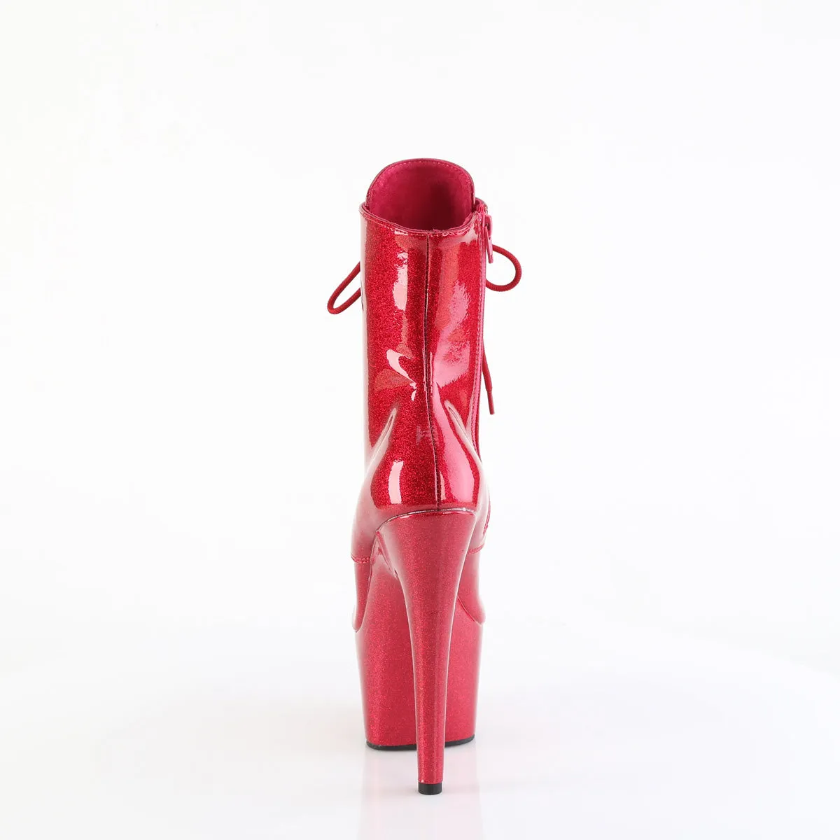 ADORE-1020GP Pleaser Fuchsia Glitter Patent Lace Up Ankle Boots