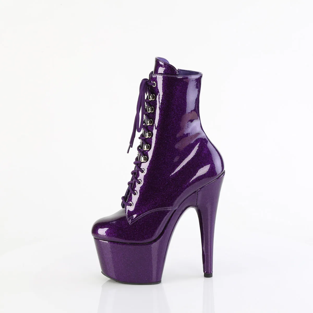 ADORE-1020GP Pleaser Purple Glitter Patent Ankle Boots