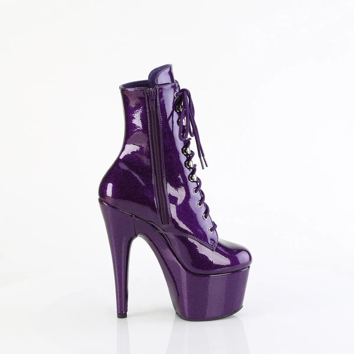 ADORE-1020GP Pleaser Purple Glitter Patent Ankle Boots
