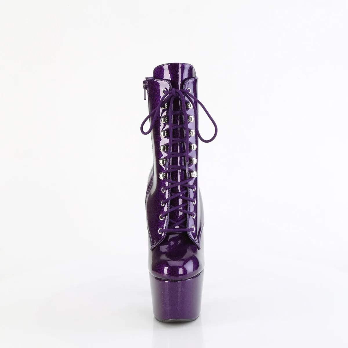 ADORE-1020GP Pleaser Purple Glitter Patent Ankle Boots