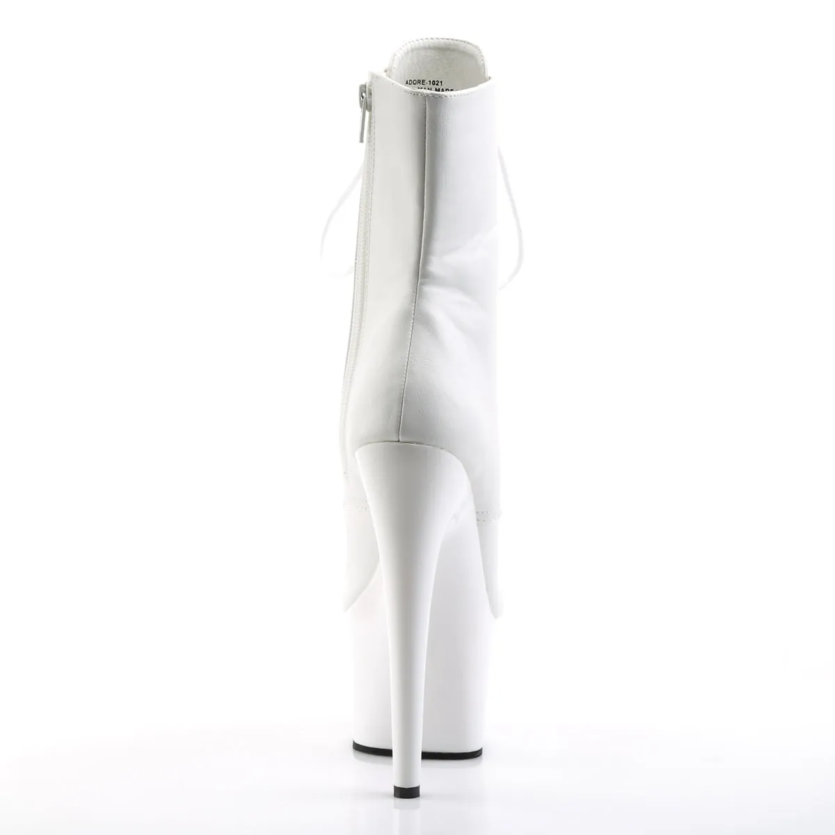 ADORE-1021 Pleasers 7 Inch Heel White Pole Dancer Ankle Boots