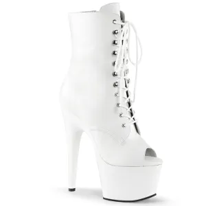 ADORE-1021 Pleasers 7 Inch Heel White Pole Dancer Ankle Boots
