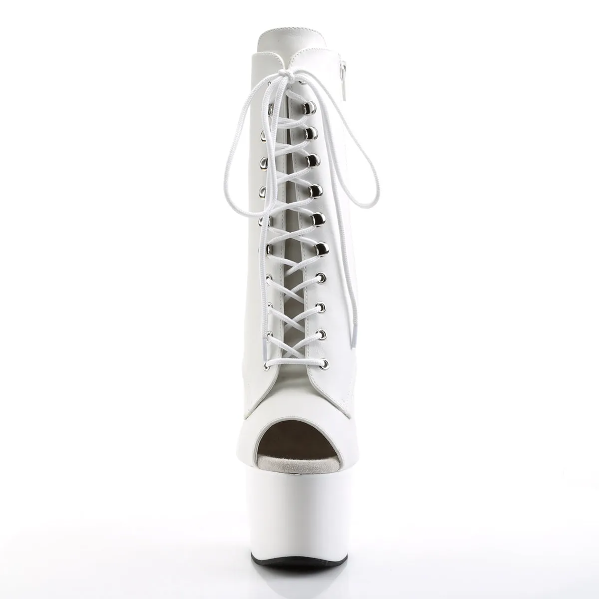 ADORE-1021 Pleasers 7 Inch Heel White Pole Dancer Ankle Boots