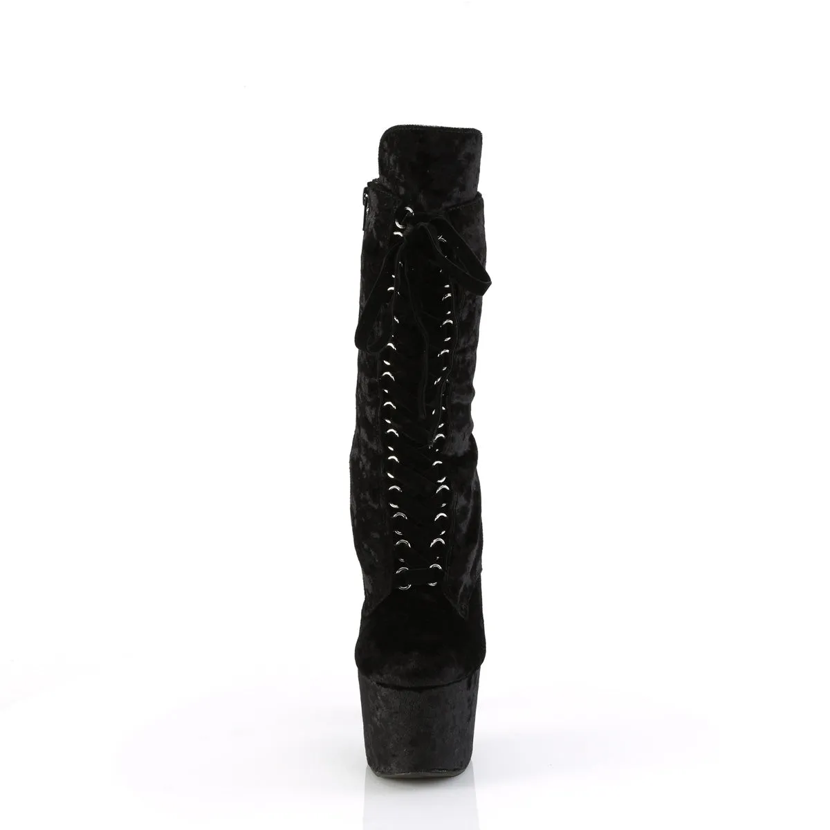 ADORE-1045VEL Pleaser Sexy Black Velvet Pole Dancing Ankle Boots
