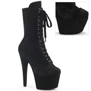 ADORE-1045VEL Pleaser Sexy Black Velvet Pole Dancing Ankle Boots