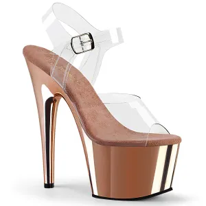 ADORE-708 Pleaser 7 Inch Rose Gold Chrome Pole Dancing Heels