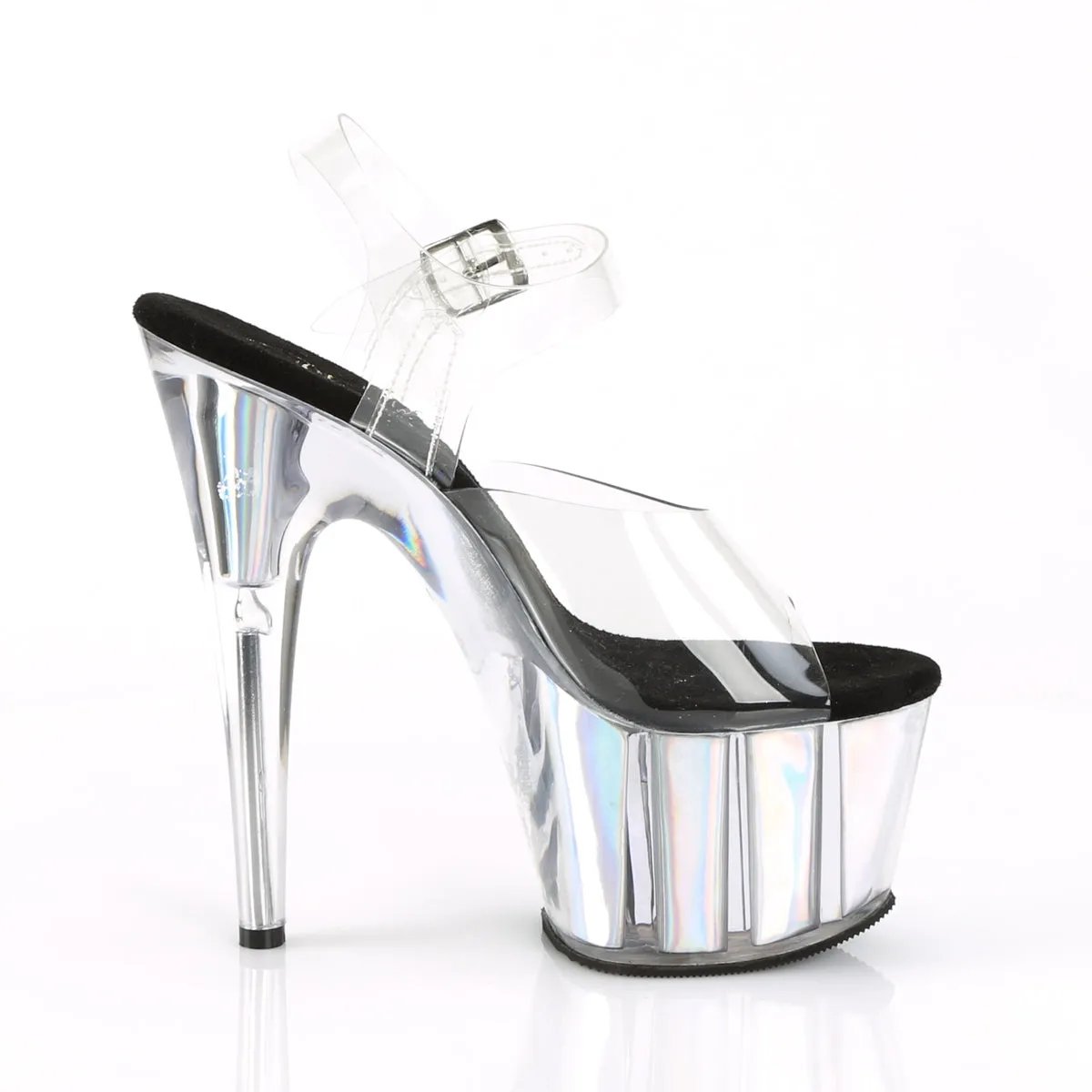 ADORE-708HGI Sexy 7" Heel Silver Hologram Platform Pole Dancing Heels