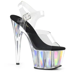 ADORE-708HGI Sexy 7" Heel Silver Hologram Platform Pole Dancing Heels