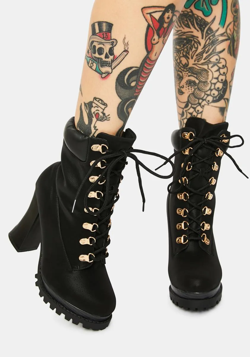 Adventurous Heart Heeled Hiker Boots
