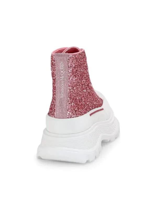 Alexander McQueen Glitter Treadslick Hightop Sneakers - Pink