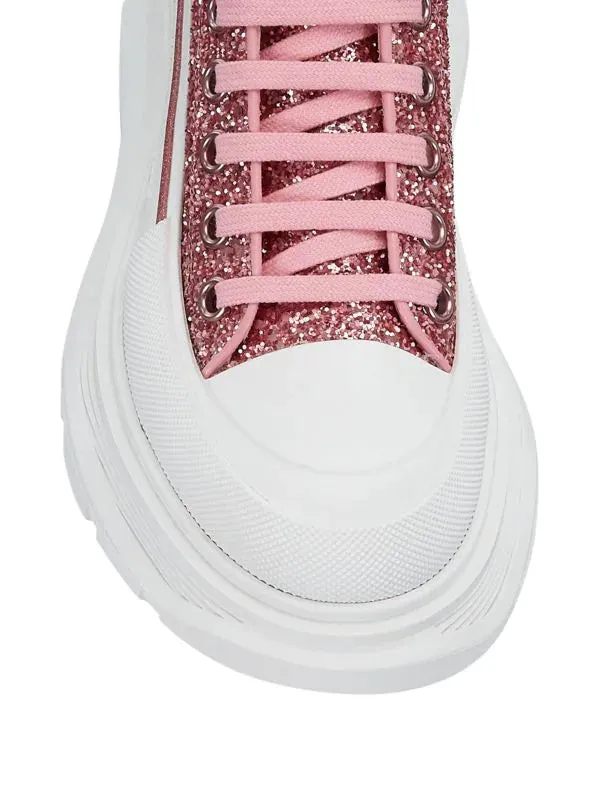 Alexander McQueen Glitter Treadslick Hightop Sneakers - Pink