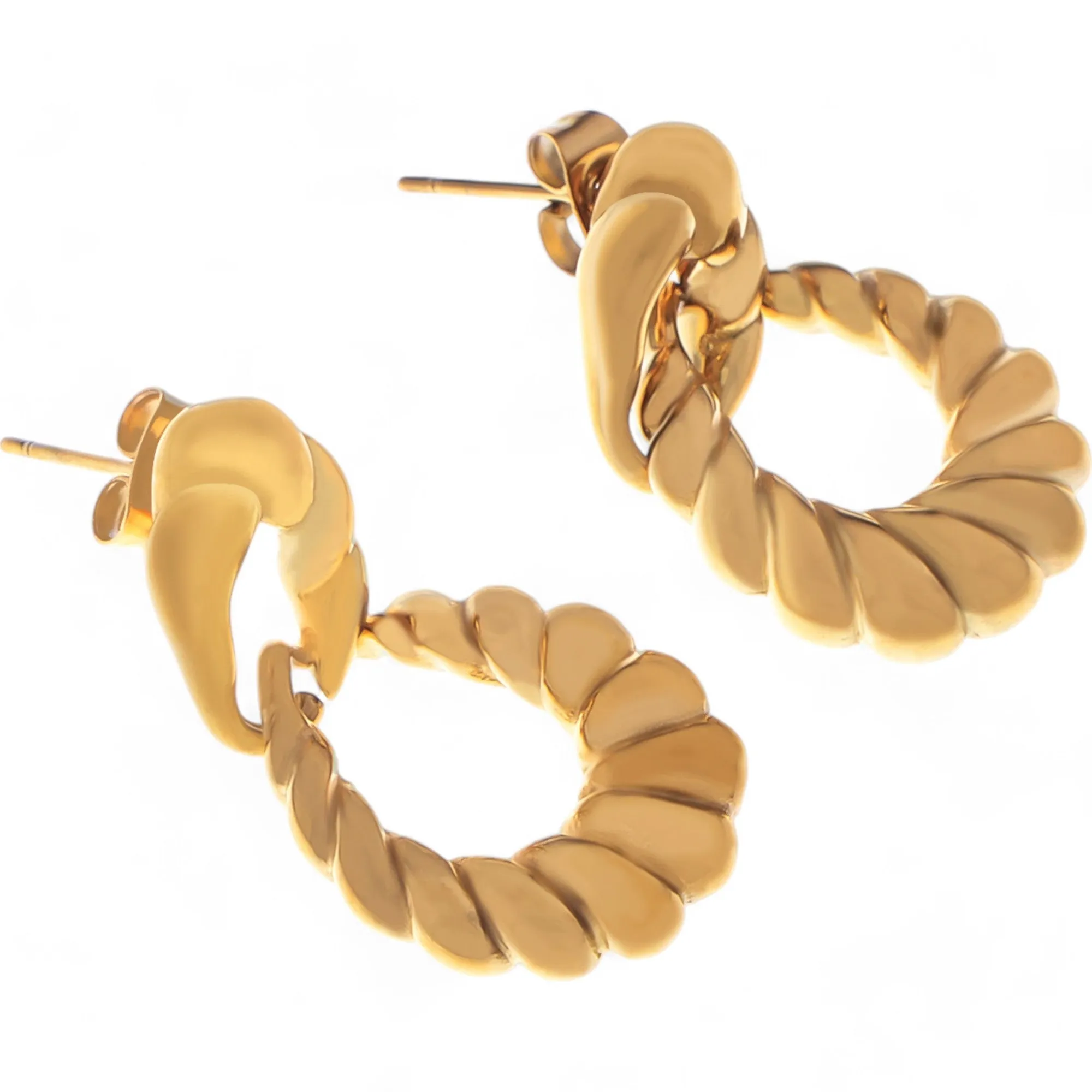 Alilang Women's Gold Tone Twisted Hoop Earrings with Sculptural Detail