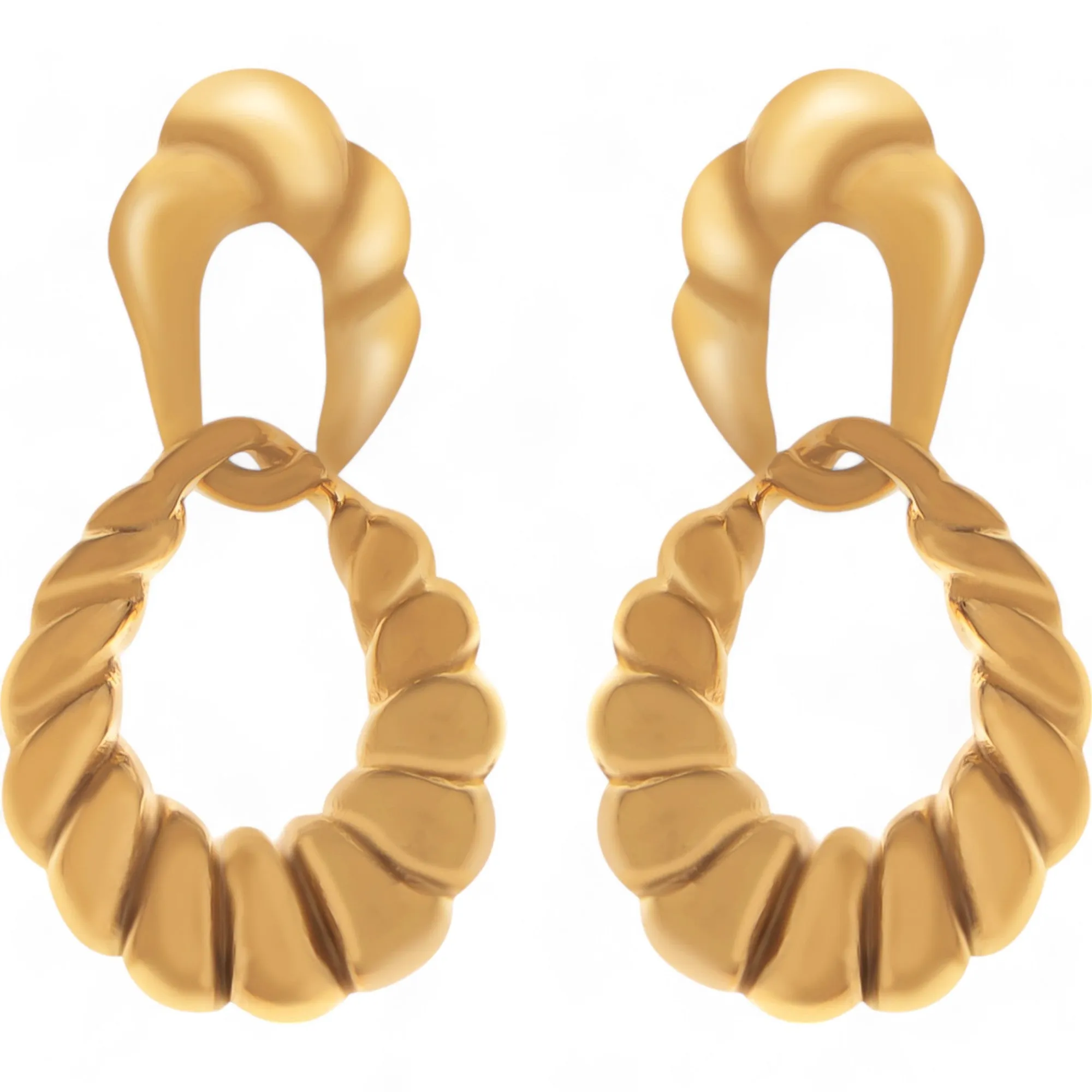 Alilang Women's Gold Tone Twisted Hoop Earrings with Sculptural Detail