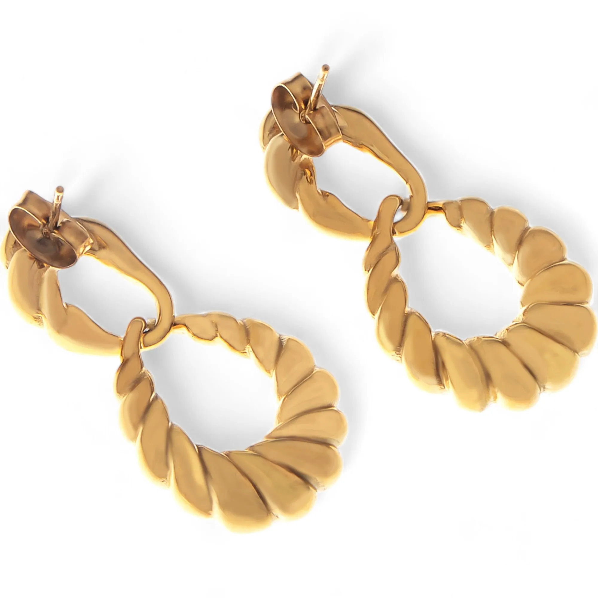 Alilang Women's Gold Tone Twisted Hoop Earrings with Sculptural Detail
