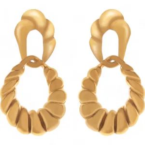 Alilang Women's Gold Tone Twisted Hoop Earrings with Sculptural Detail