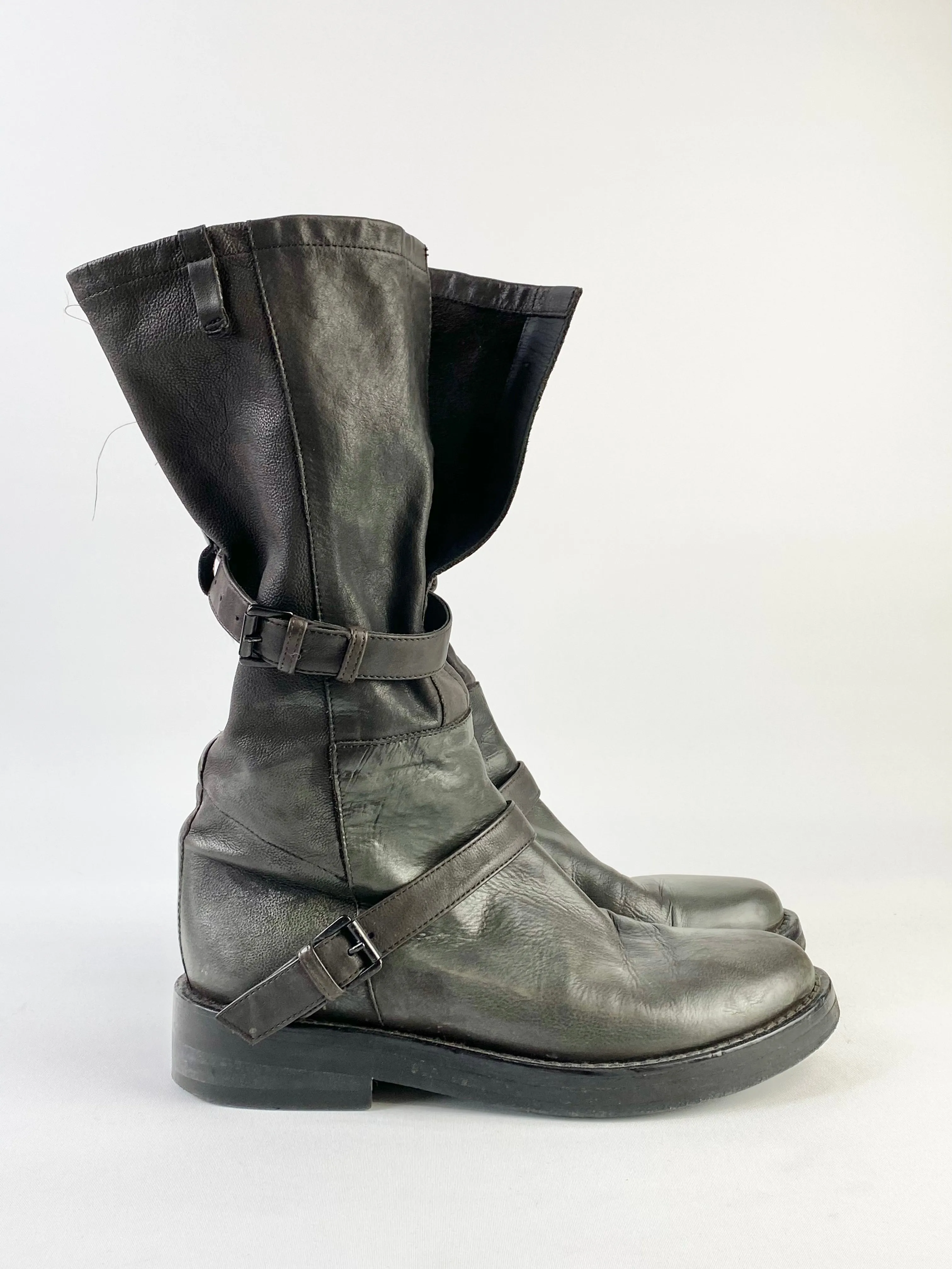 Ann Demeulemeester Olive Green Combat Boots