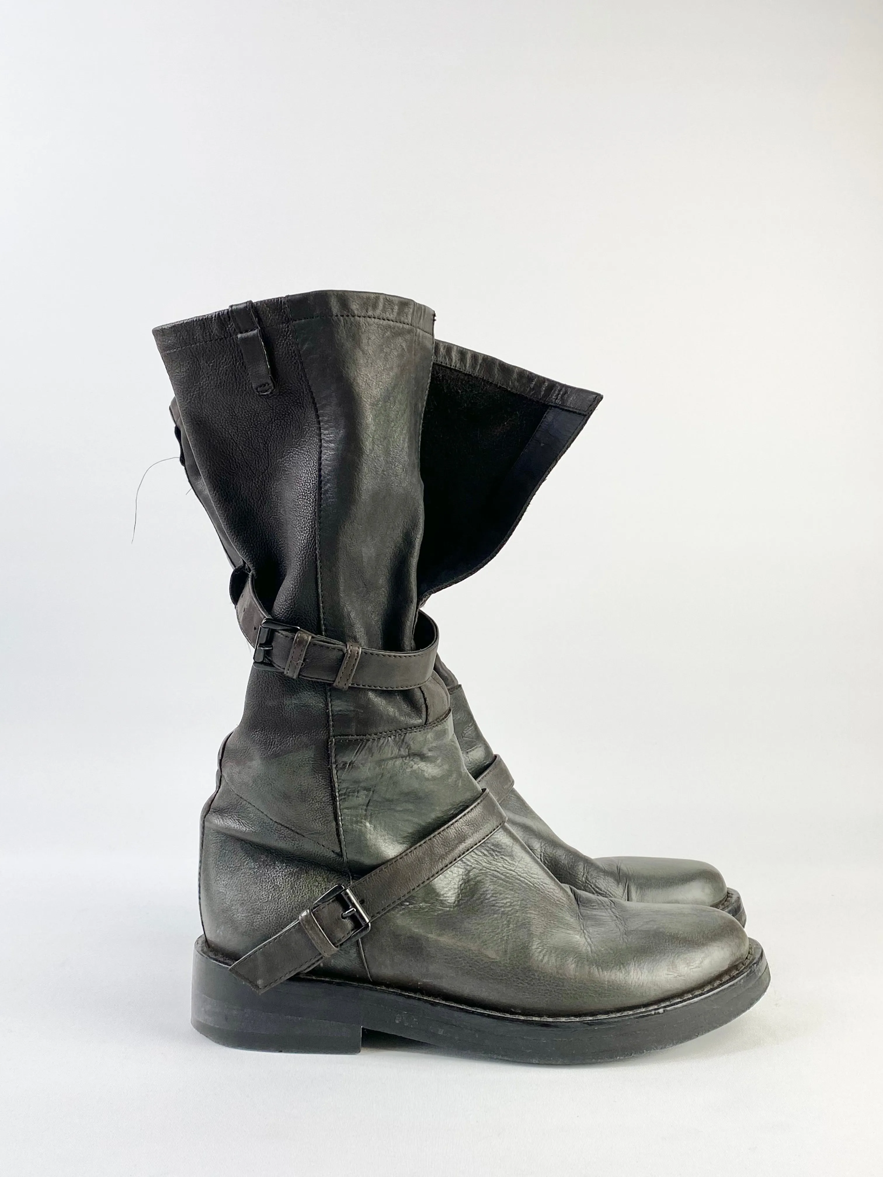 Ann Demeulemeester Olive Green Combat Boots