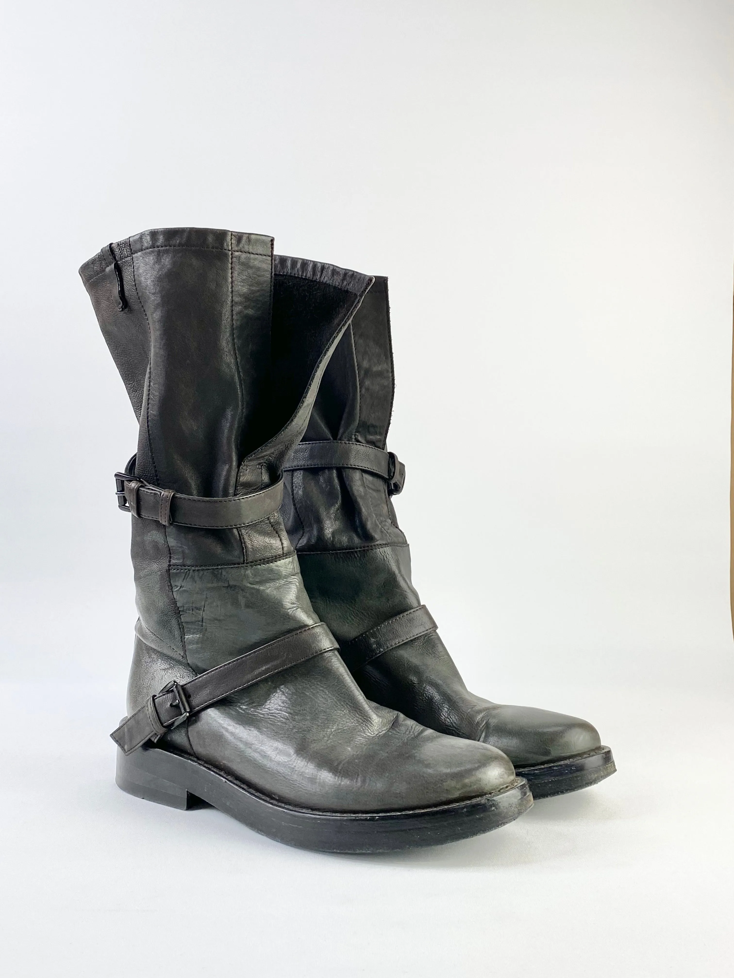 Ann Demeulemeester Olive Green Combat Boots