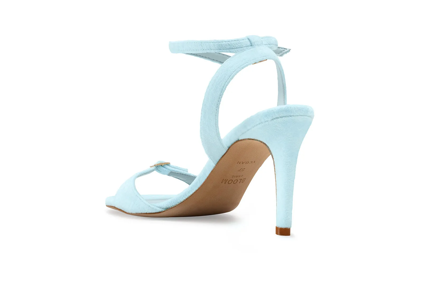 ANNA HIGH HEELS SANDALS - SKY BLUE VELVET