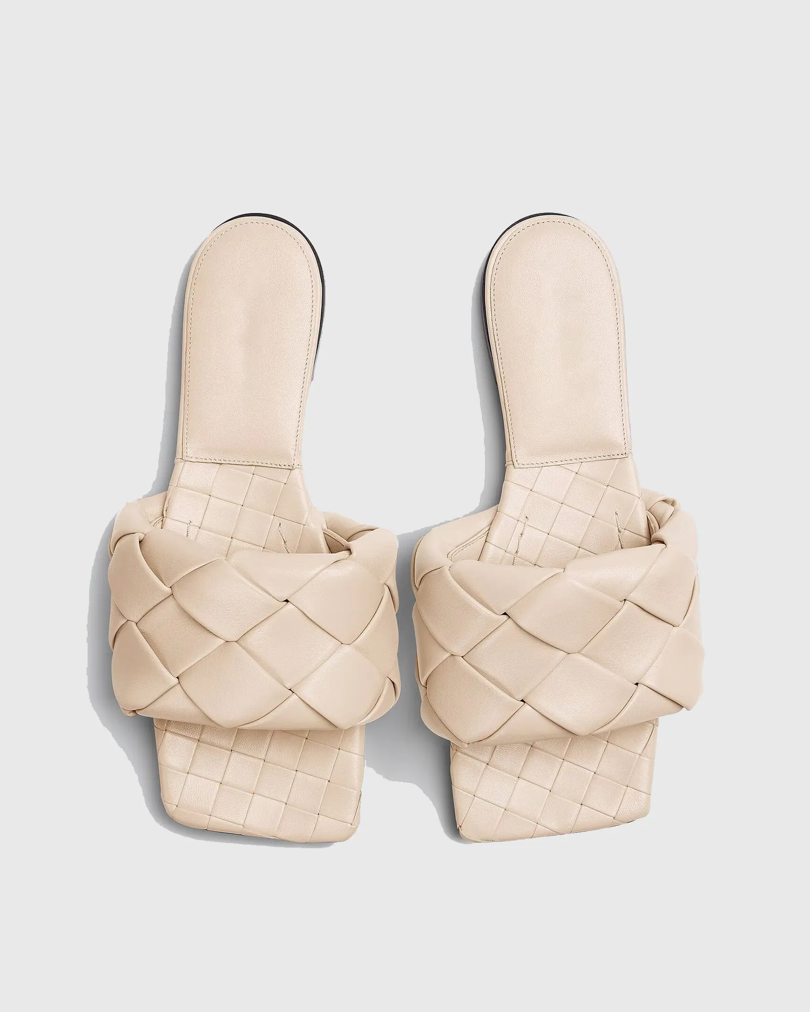 Anna Woven Leather Slippers In Apricot