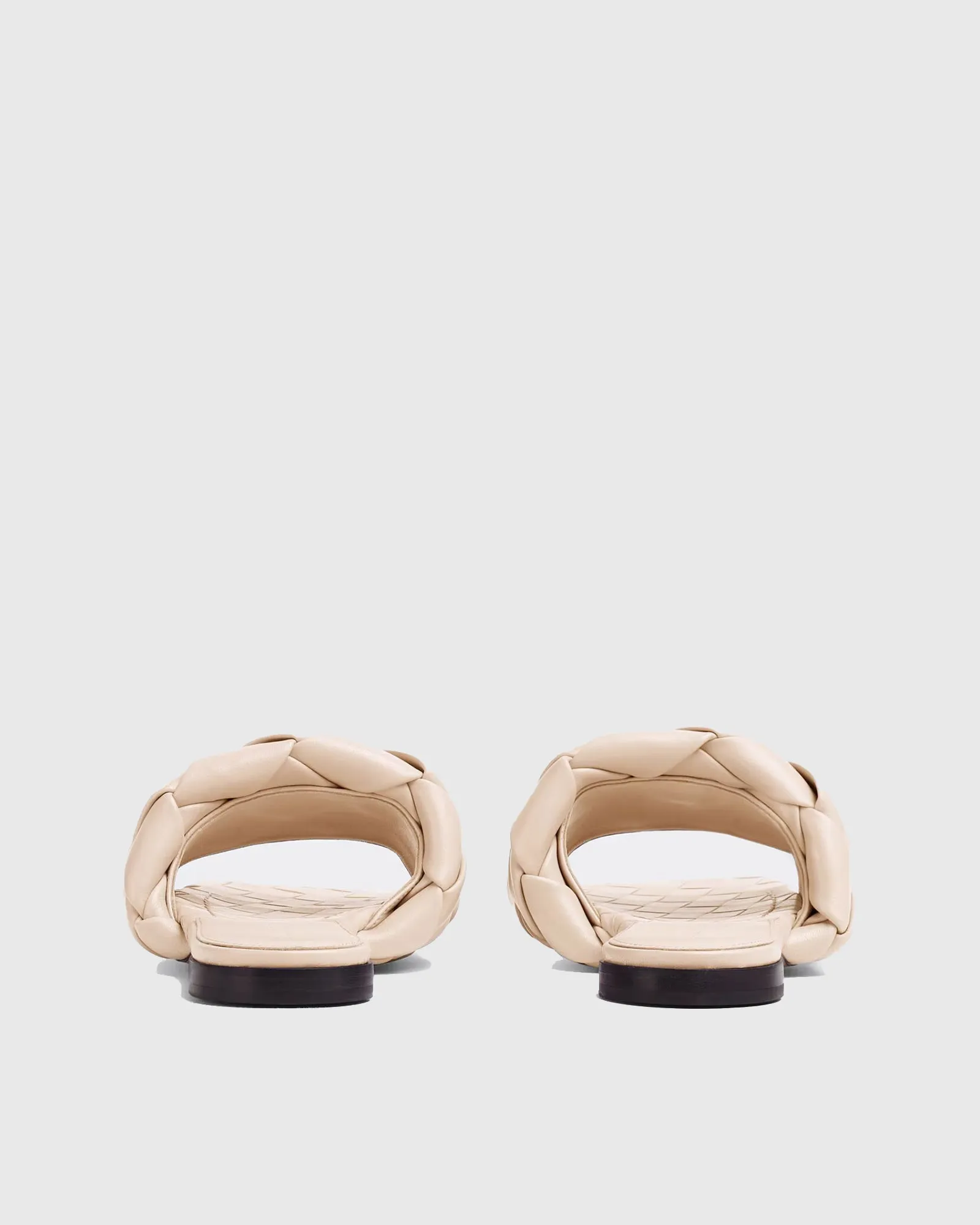 Anna Woven Leather Slippers In Apricot
