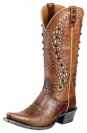 Ariat Women's Eldorado Studded Inlay Snip Toe Western Boot - Brown 10010233