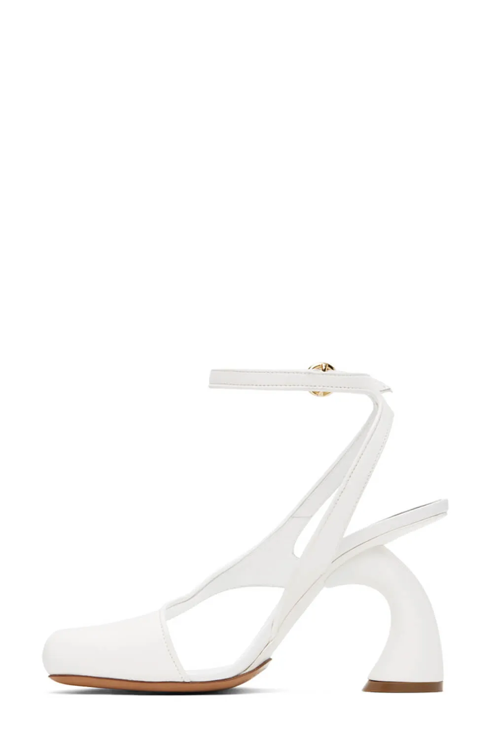 Assymetrical Cut Out Ankle Heeled Sandals - White