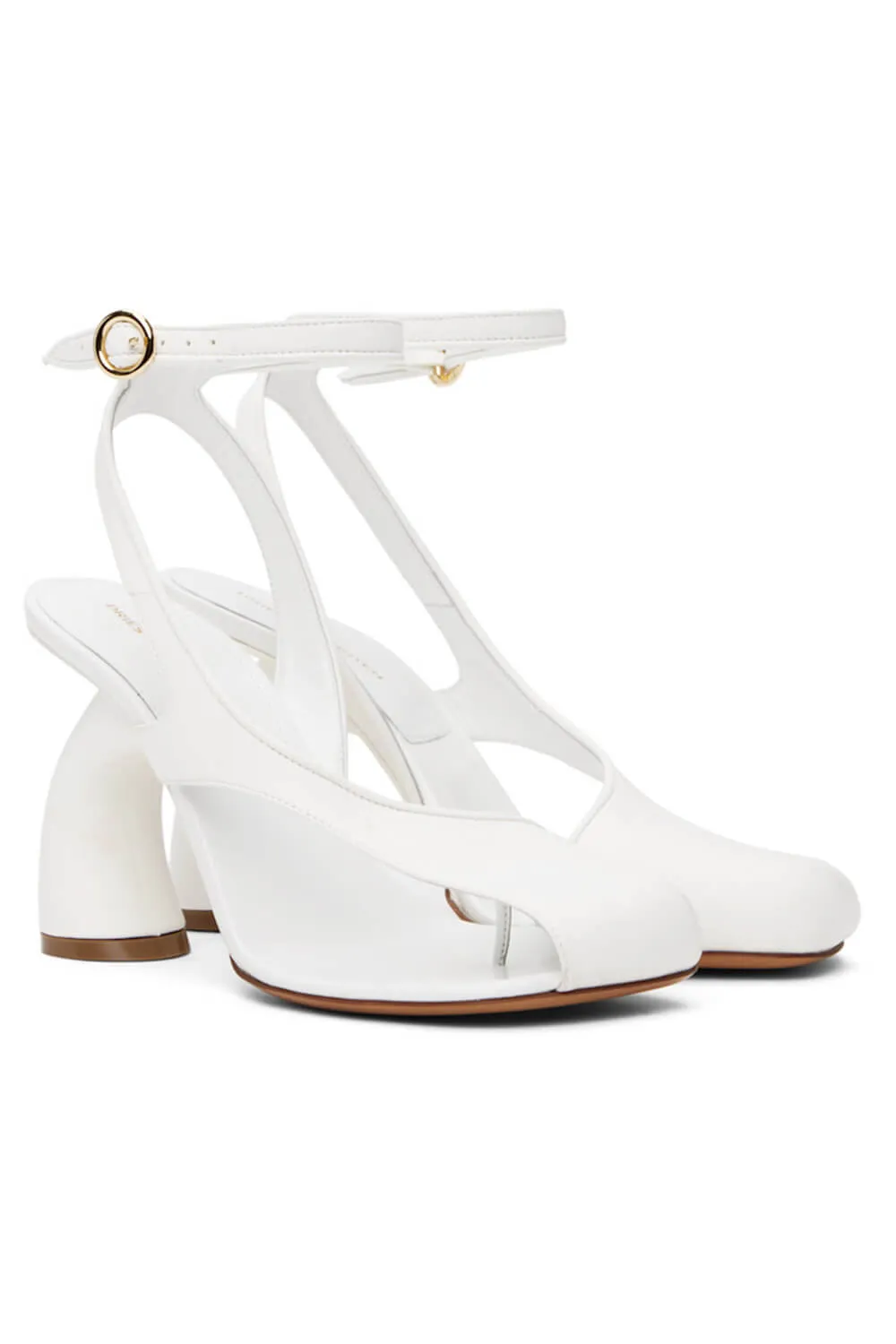 Assymetrical Cut Out Ankle Heeled Sandals - White