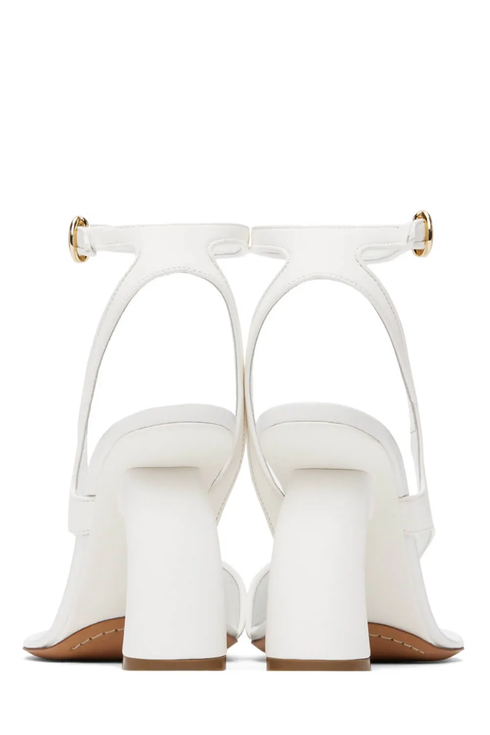 Assymetrical Cut Out Ankle Heeled Sandals - White