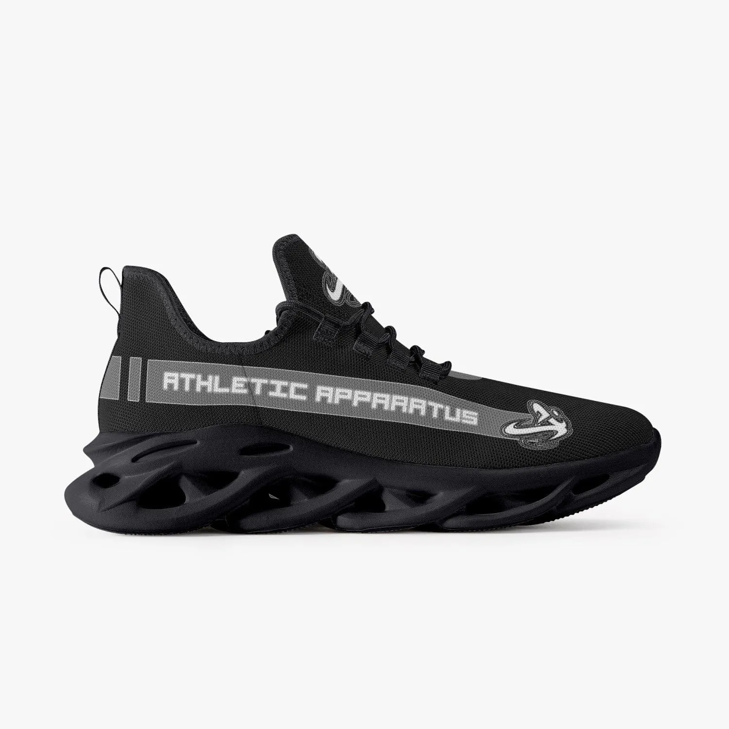 ATHLETIC APPARATUS V1 BOUNCE MESH KNIT SNEAKERS - BLACK