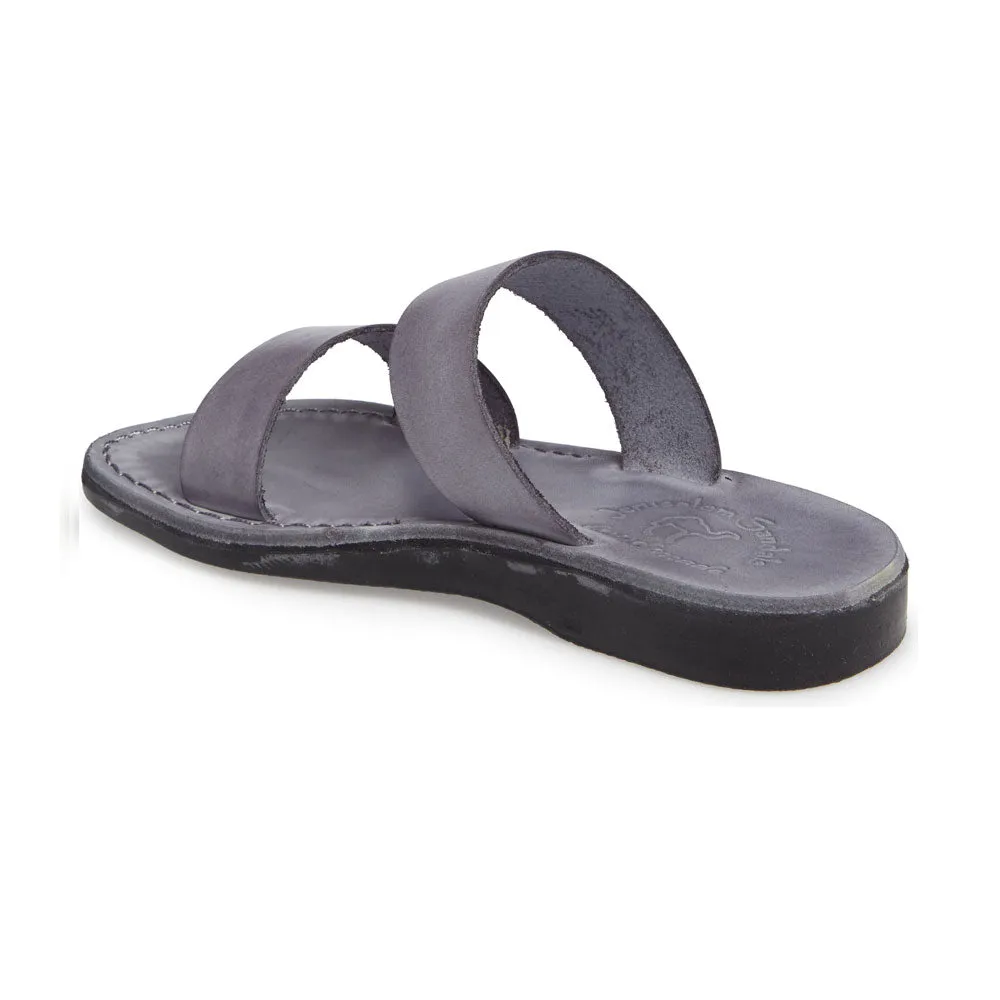 Aviv - Leather Wide Strap Sandal | Grey