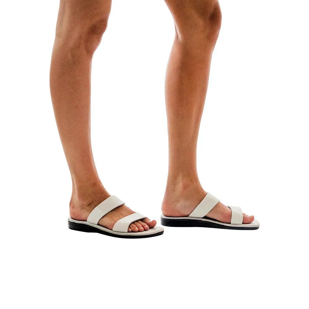 Aviv - Leather Wide Strap Sandal | White