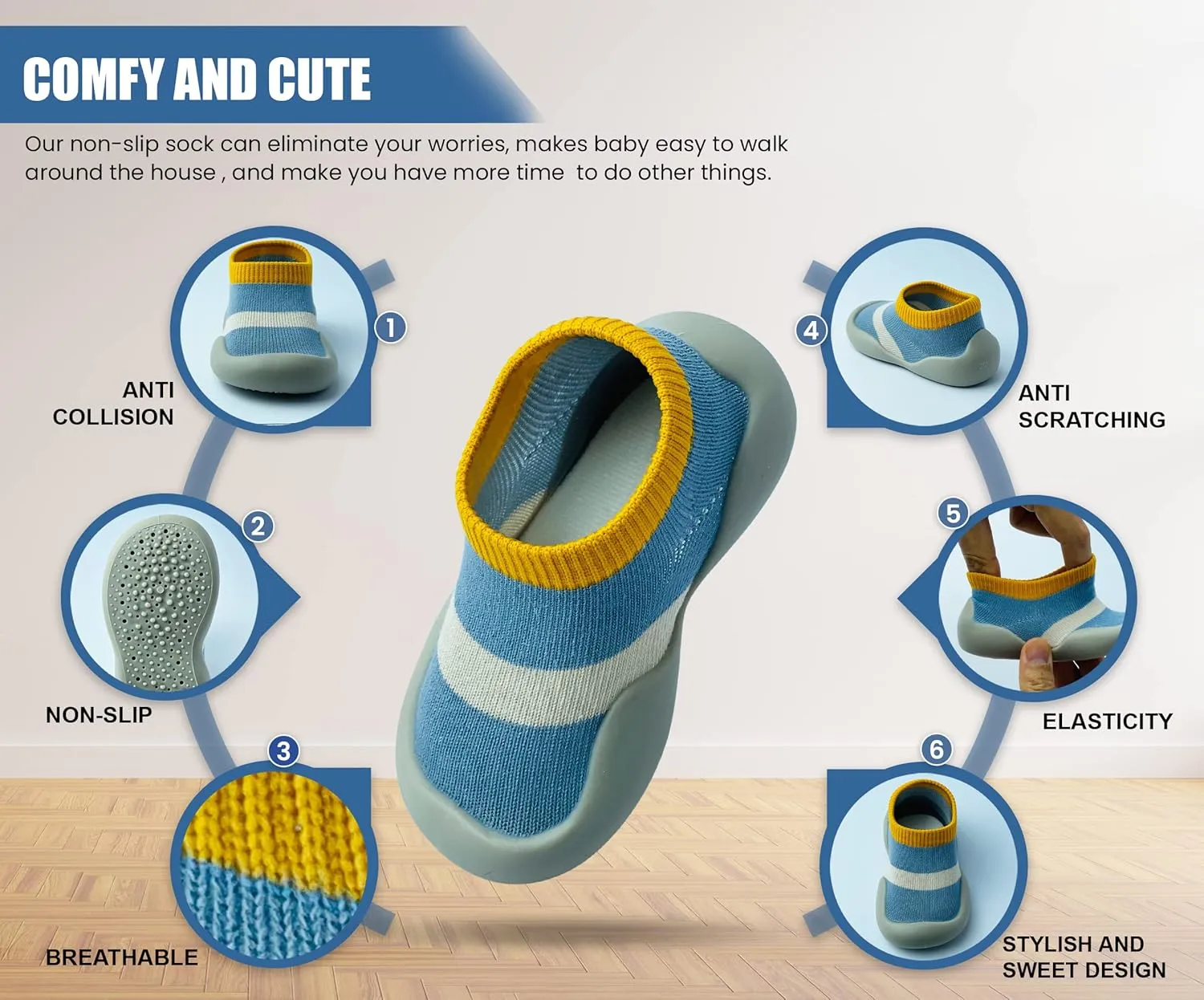 Baby Shoes Boys Girls First Walking Shoes Non Slip Soft Sole Sneakers Toddler Infant Babygirl Sock Shoes…