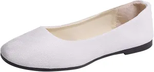 Ballet Flats for Women Square Toe Flat Shoes Dressy Slip On Loafers Business Casual Shoes Work Shoes Suede Loafers
