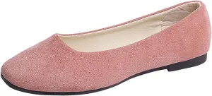 Ballet Flats for Women Square Toe Flat Shoes Dressy Slip On Loafers Business Casual Shoes Work Shoes Suede Loafers